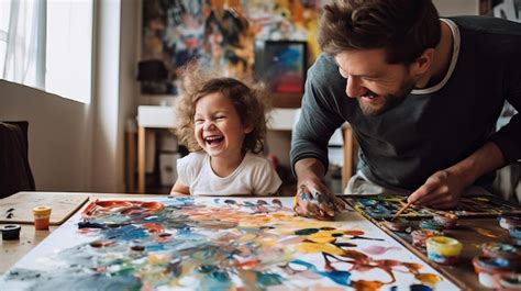 father and daughter painting together|More.